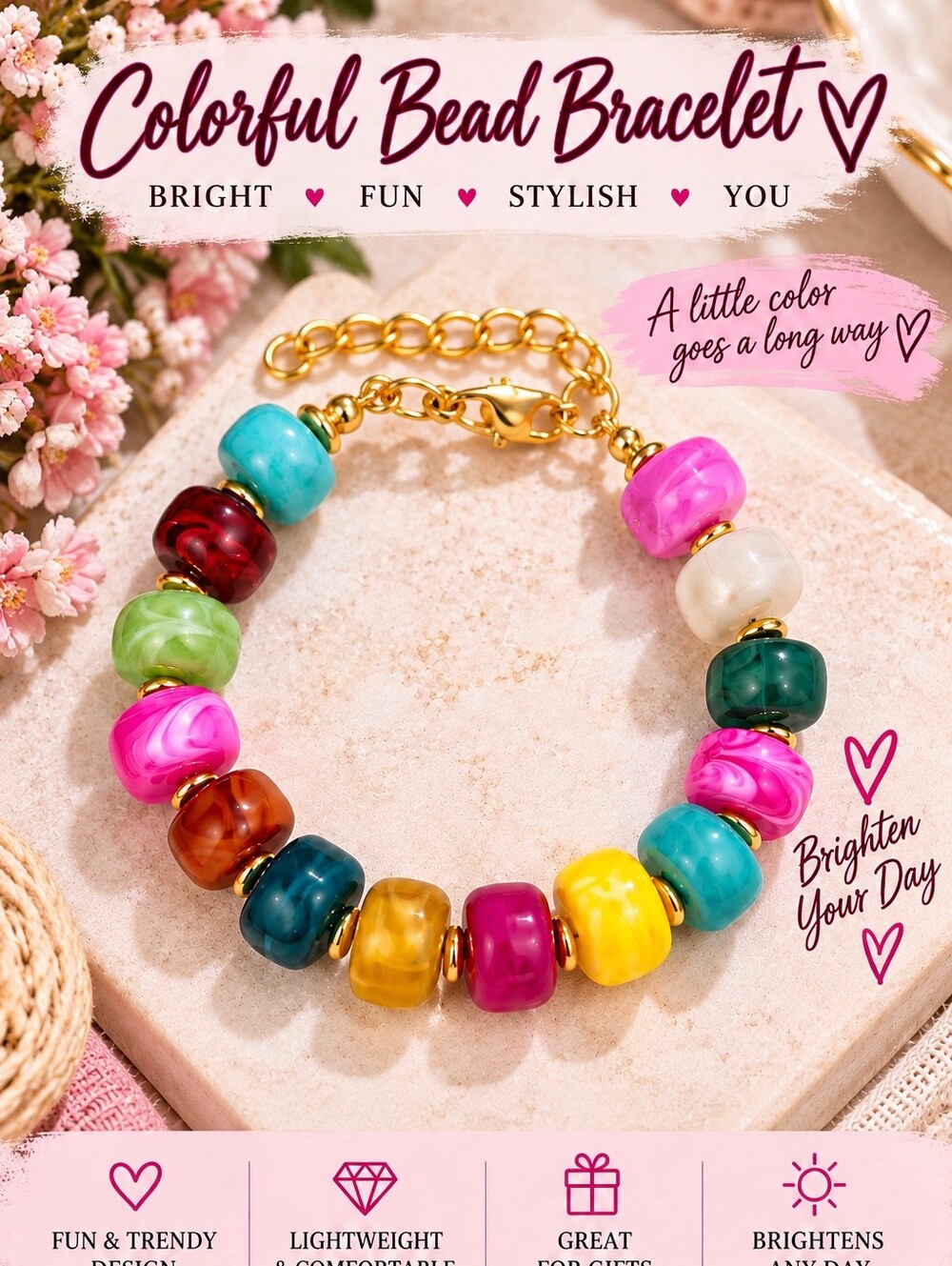 Colorful Bead Bracelet - Multicolor!!